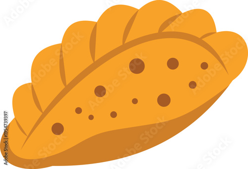Tasty golden empanada illustration showing baked pastry with crisp textured crust