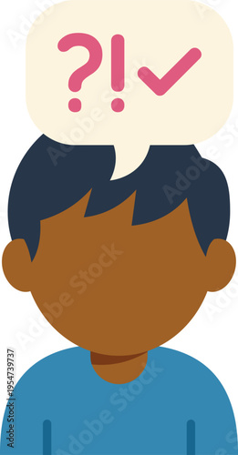 Illustration showing a person deciding between confusion and certainty with symbols above