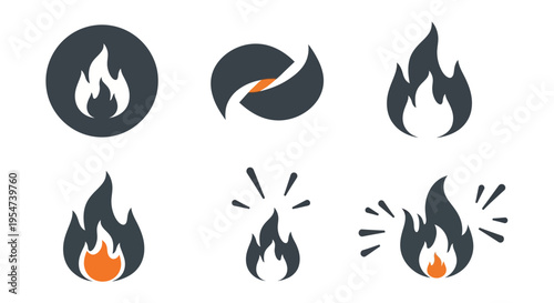 Collection of flame icons in various styles.
