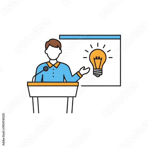 Speaker presenting a new idea during business presentation.