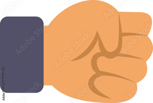 Simple flat vector illustration of a clenched fist gesture representing strength and unity
