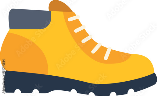 Vibrant yellow hiking boot illustration showcasing outdoor adventure and trekking concept
