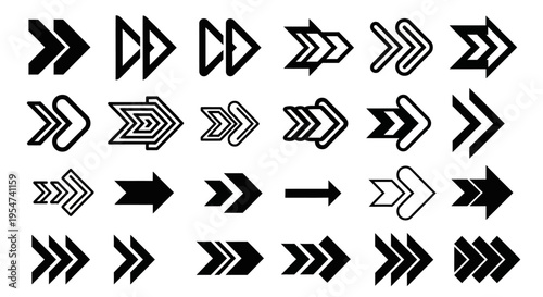 Collection of various black arrow icons.