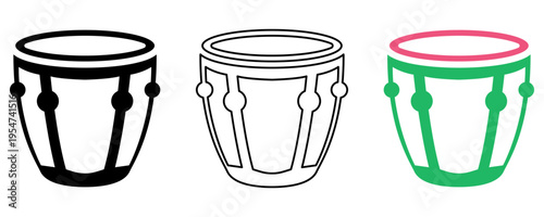 Classical timpani silhouette line art vector illustration