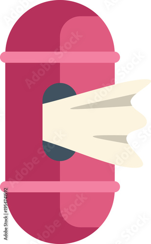 Modern flat style illustration of a red capsule with white wings flying forward conceptually