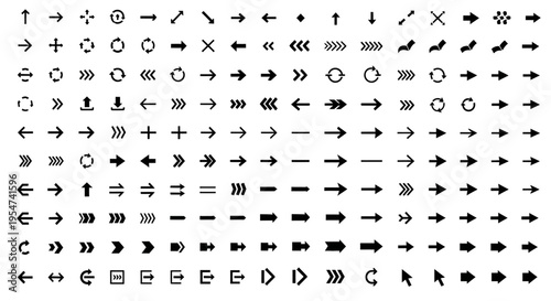 Collection of various black and white arrows and symbols.