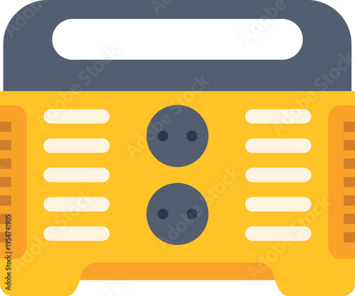 Compact yellow power generator with two outlets and a sturdy handle for easy transport