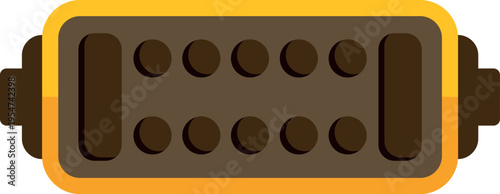 Flat vector illustration showing a brown and yellow vga connector used for video output