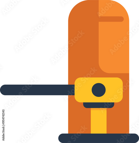 Colorful flat style illustration of an automatic parking gate barrier for security access