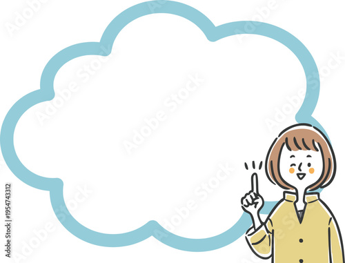 指差しをする女性　コピースペース　ベクター