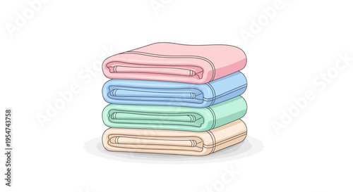 Stack of colorful towels folded.