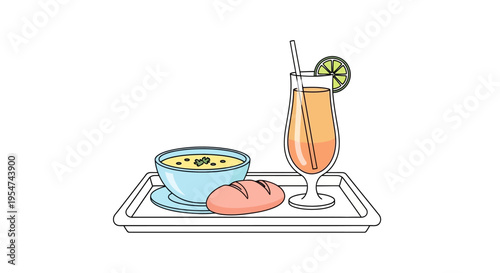 Colorful illustration of food and drink.