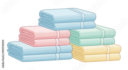 Stack of pastel colored bath towels.