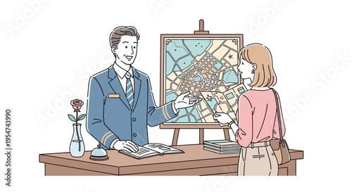 Man and woman discussing a map.