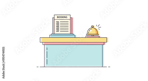 Reception Desk with Booking Document.