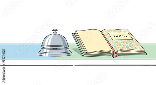 Hotel Service Bell and Guest Book.