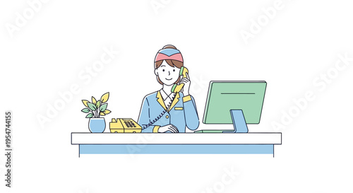 Woman working on computer at desk.