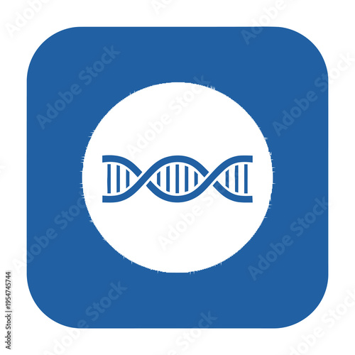 Dna double helix genetic symbol in blue square