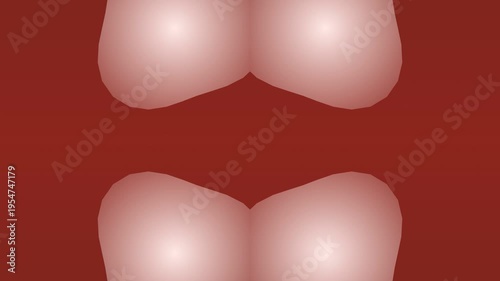 Abstract shapes in red background.