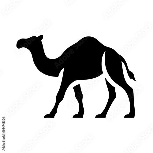 Logotipo con dibujo sencillo con silueta de un camello de perfil