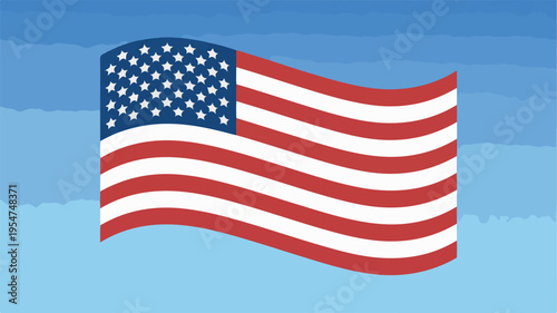 American flag waving in the wind with a clear blue sky background symbolizing freedom and patriotism