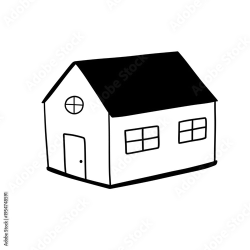 Cute hand drawn cottage house vector