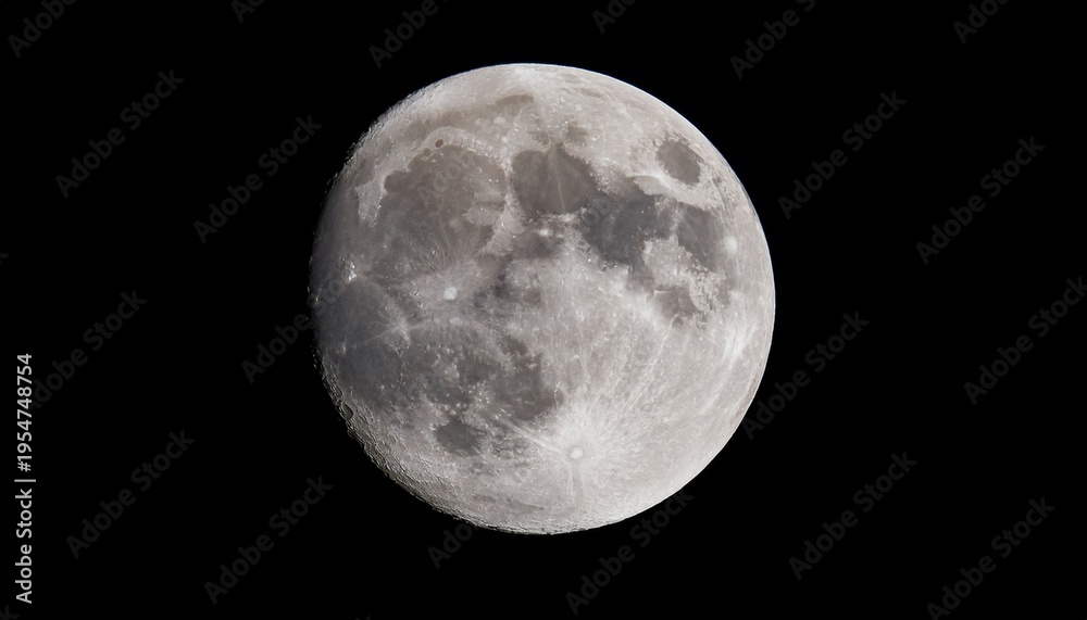 Fototapeta premium Photorealistic Full Moon With Sharp Crater Mapping And Deep Surface Contrast Isolated On A Transparent Background