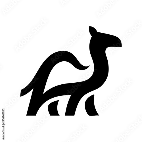 Logotipo con dibujo sencillo con silueta de un camello de perfil