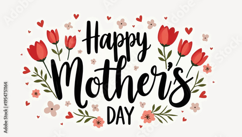 Happy Mother's Day floral vector illustration