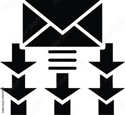 Email with multiple downward arrows and message lines