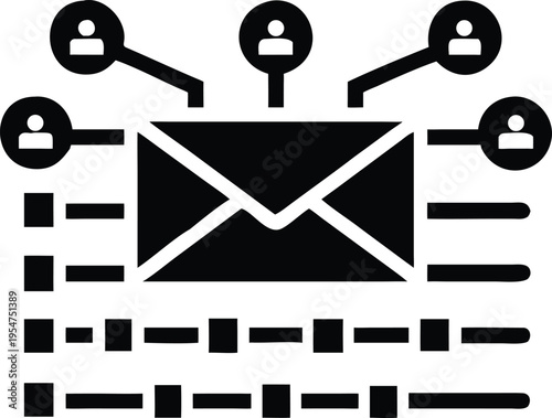 Email with connected people and lines indicating communication
