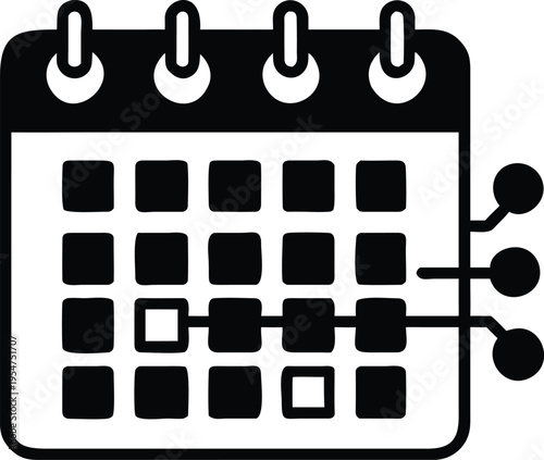 Calendar with marked dates and a connected network