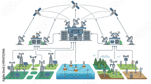 A network of satellite communications systems.