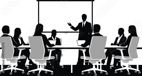 Business meeting, corporate team discussion, presentation leader in office boardroom, teamwork collaboration strategy planning, professional 