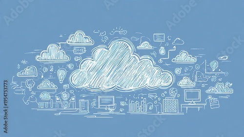 Cloud Adoption Concept: Migration chart in IT department workspace
