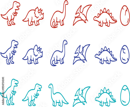 Dinosaur and Prehistoric Vector Icon Sheet