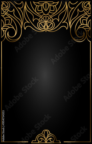 Classic antique gold vintage arch art nouveau vector template