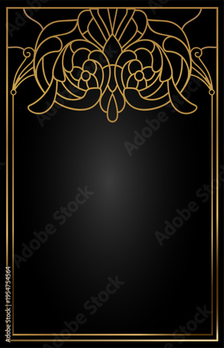 Classic antique gold vintage arch art nouveau vector template