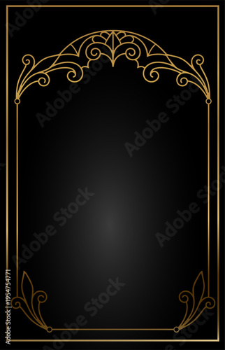 Classic antique gold vintage arch art nouveau vector template