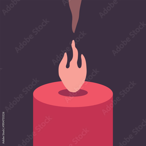 Pink candle with small rising flame illustration