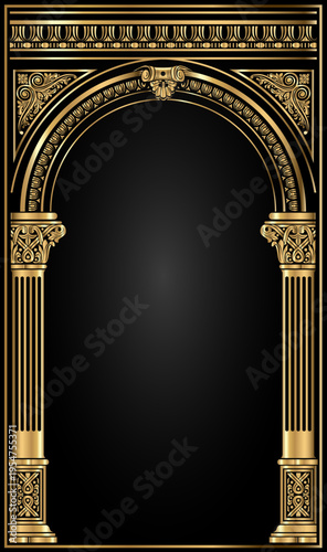 Classic antique gold vintage arch vector template