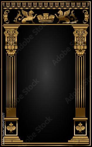 Classic antique gold vintage arch vector template