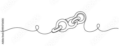 Chain links resting on continuous wavy line white surface. no editable strokes