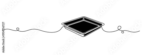 Disposable tray placed on simple continuous line background. no editable strokes