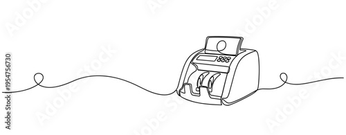Money counting machine counting bills on continuous line. no editable strokes