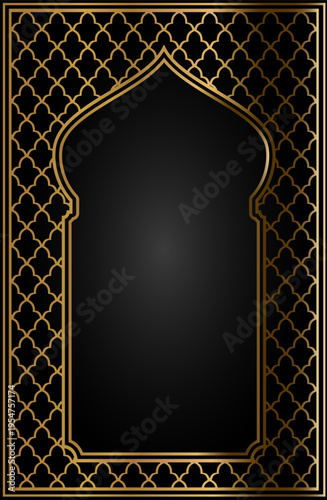 Ornamental golden arch in Indian Arabic style blank vector