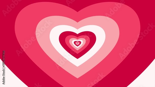 Nested Pink and Red Heart Tunnel Abstract Background for Valentines