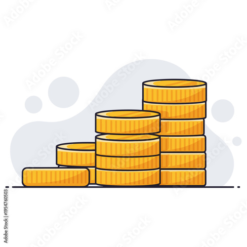 Stack of gold coins arranged in ascending financial concept. non editable strokes