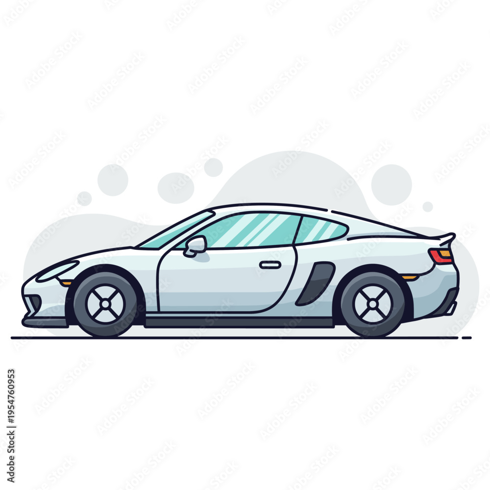Obraz premium Sports car parked in profile view on flat white background. non editable strokes