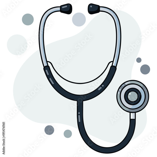 Medical stethoscope hanging in minimal diagnostic illustration. non editable strokes